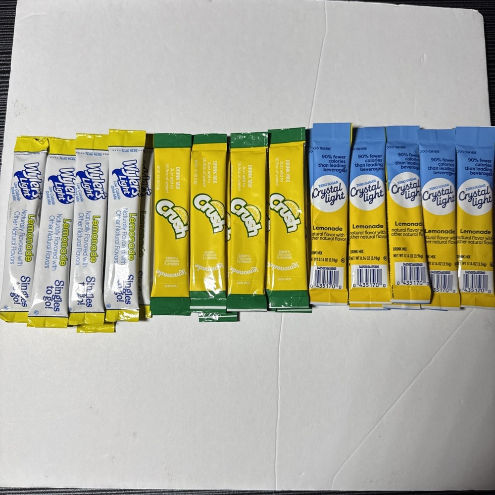 26 Packets Mixed Lemonade Drink Mix Crystal Light Crush Wylers Sugar Free